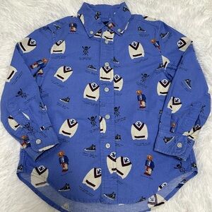 Ralph Lauren Blue Kids Button Down Shirt with Fun Print